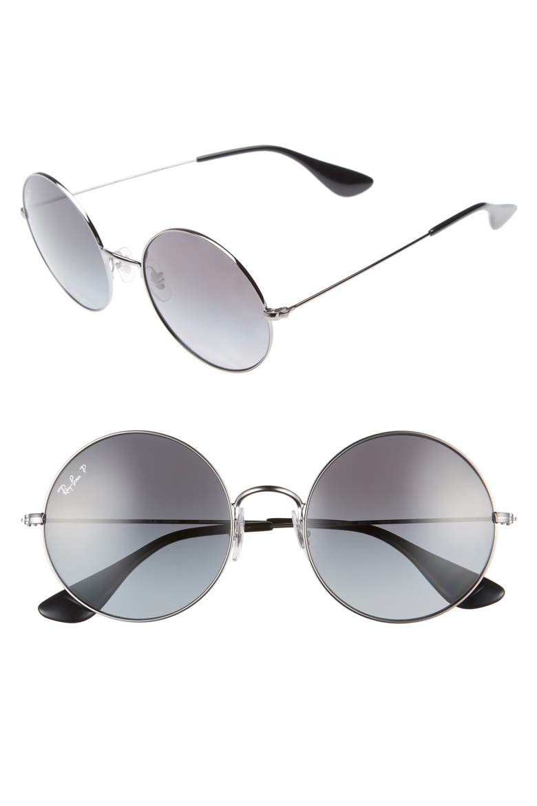 55mm Polarized Round Sunglasses, Main, color, GREY/ GRADIENT POLAR