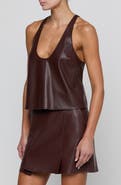 L'AGENCE Tullia Scoop Neck Faux Leather Racerback Tank