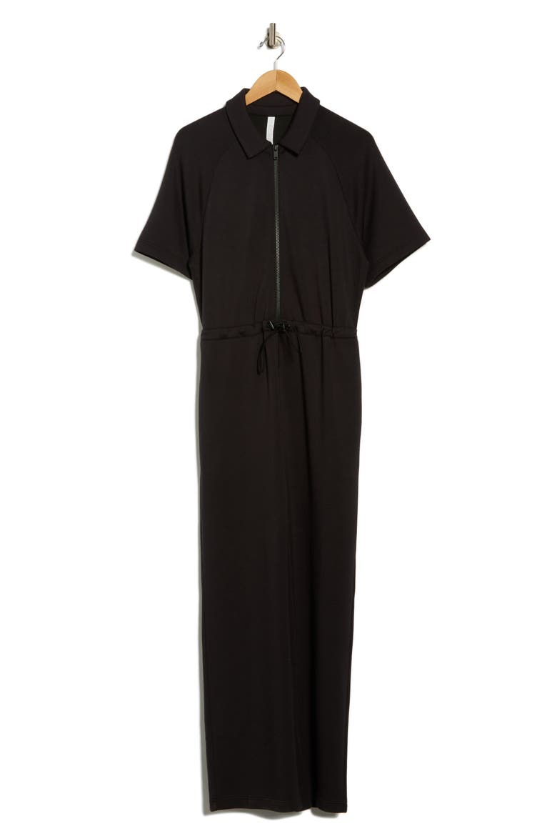 Whisper Relaxed Fit Scuba Knit Jumpsuit, Alternate, color, BLACK