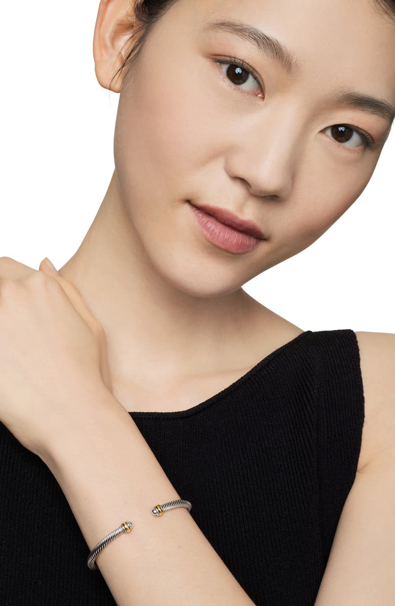 David Yurman Cable Classics Sterling Silver & 18K Yellow Gold Bracelet, 4mm, Alternate, color, Silver