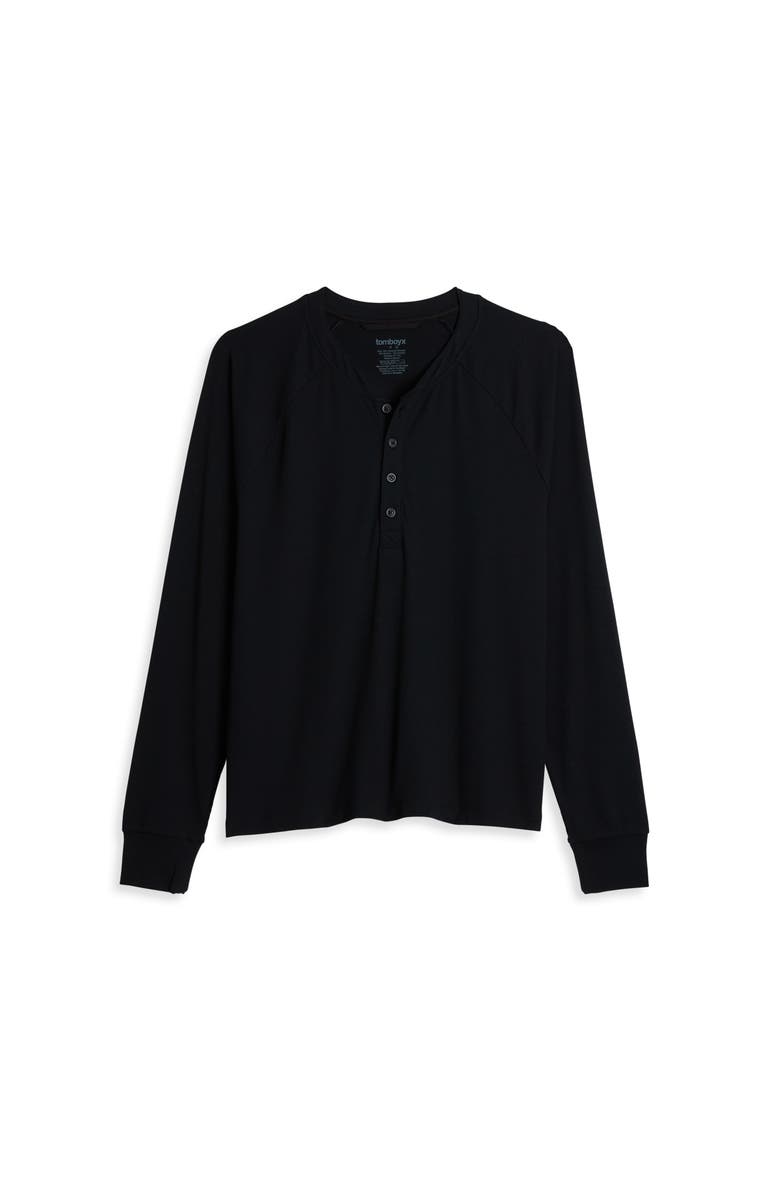 TomboyX Rib Long Sleeve Henley, Main, color, Black