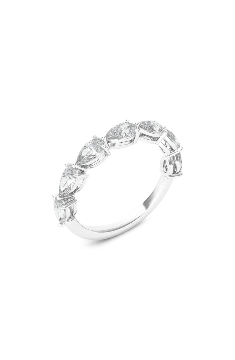 HauteCarat Pear Cut Lab Created Diamond Half Eternity Ring, Main, color, White Gold