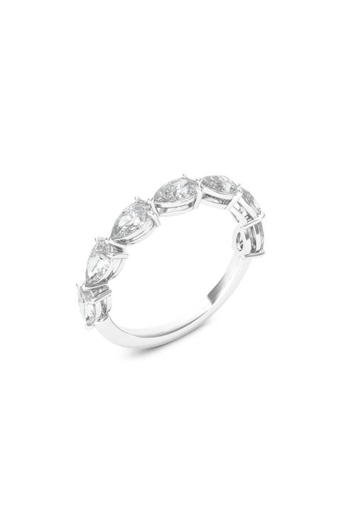 Pear Cut Lab Created Diamond Half Eternity Ring