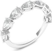 HauteCarat Pear Cut Lab Created Diamond Half Eternity Ring