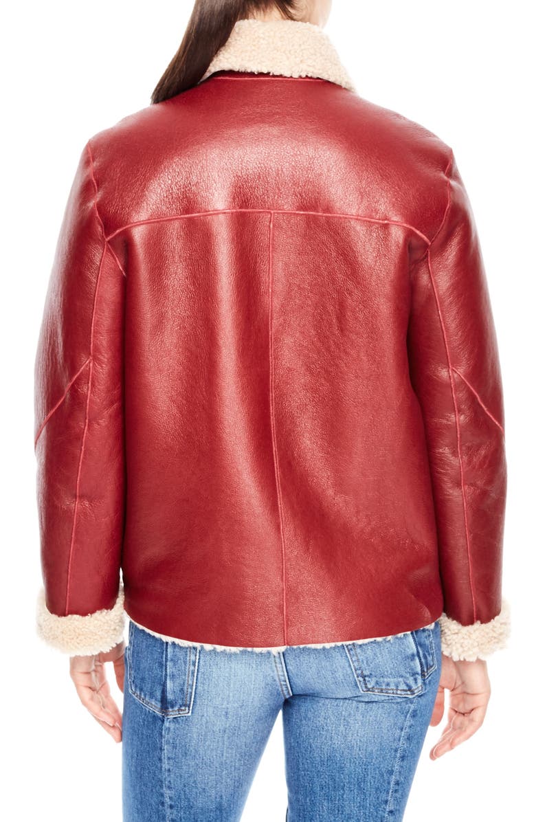 SANDRO Genuine Shearling Jacket, Alternate, color, 