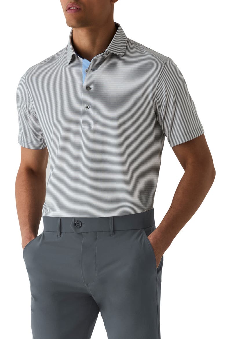 Saranac Stripe Performance Golf Polo, Main, color, SHADOW/ ARCTIC
