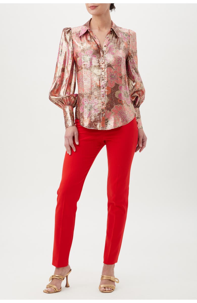 Trina Turk Sagittarius Floral Metallic Top, Alternate, color, Ruqa Red Multi