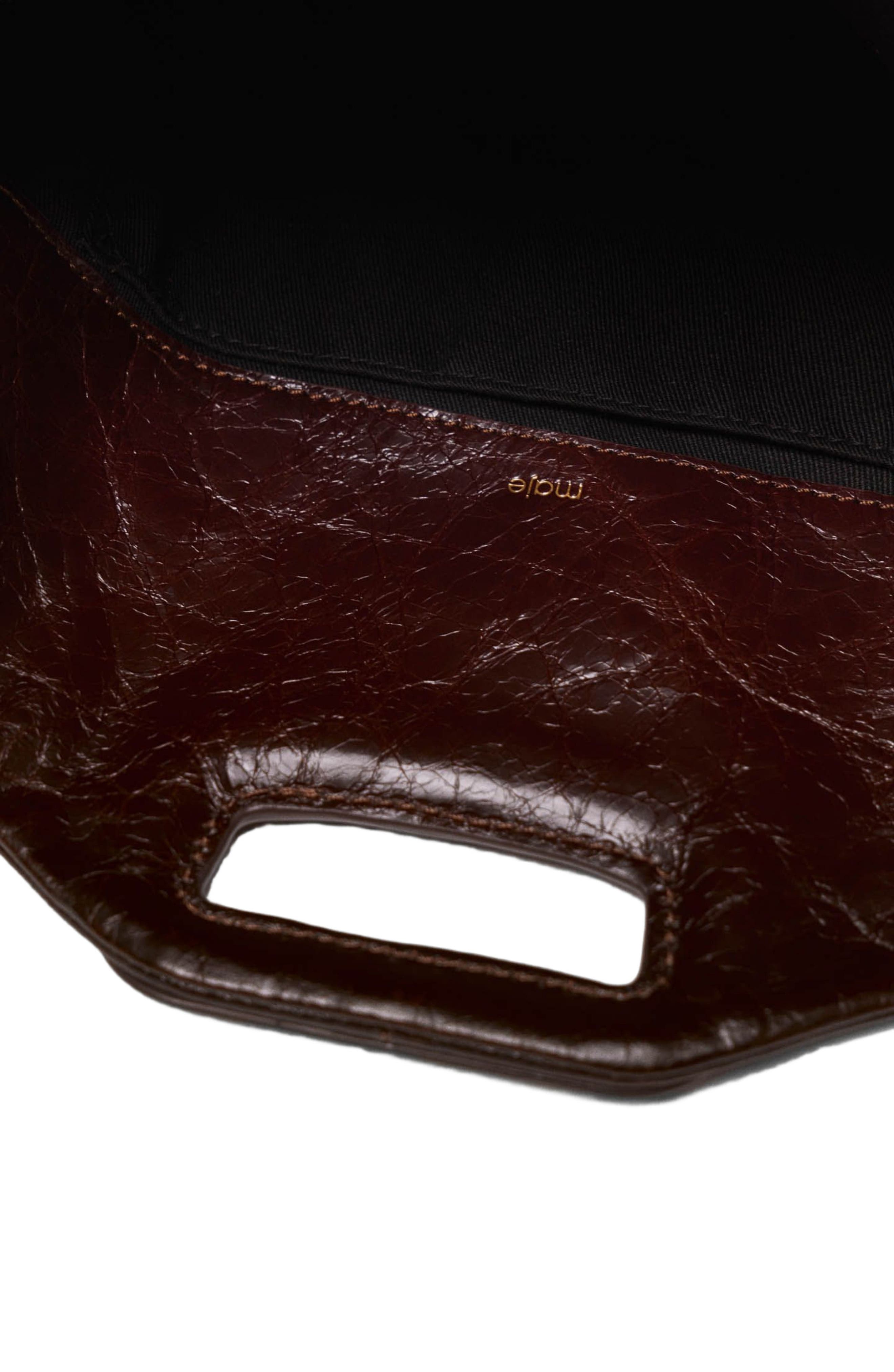 maje Crackled leather Miss M bag, Alternate, color, Dark Brown