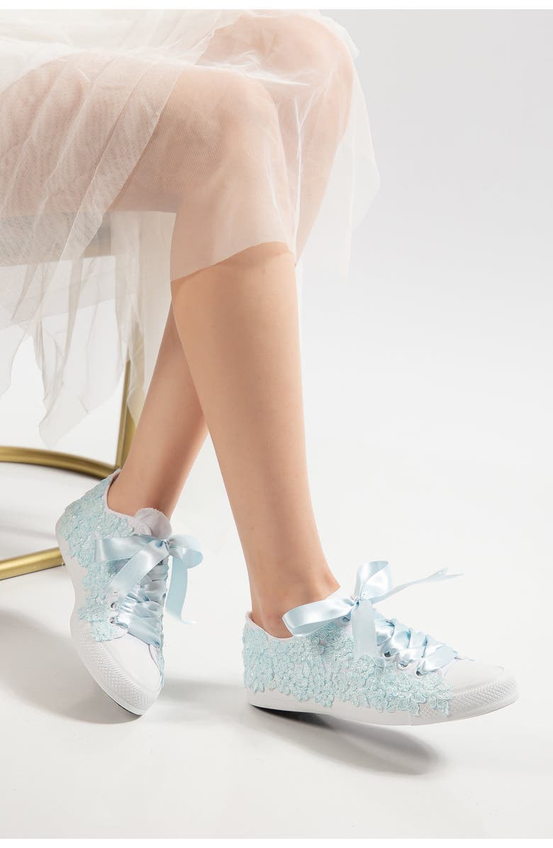 Forever & Always Shoes Azure Lace Bloom Bridal Sneaker, Alternate, color, Ivory