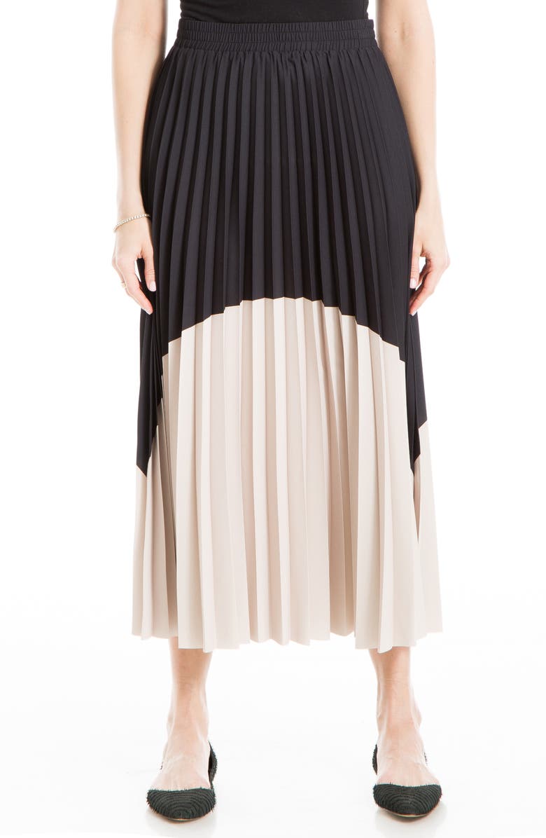 MAX STUDIO Colorblock Pleated Skirt, Main, color, 