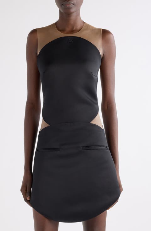 Illusion Inset Circle Satin Bodysuit