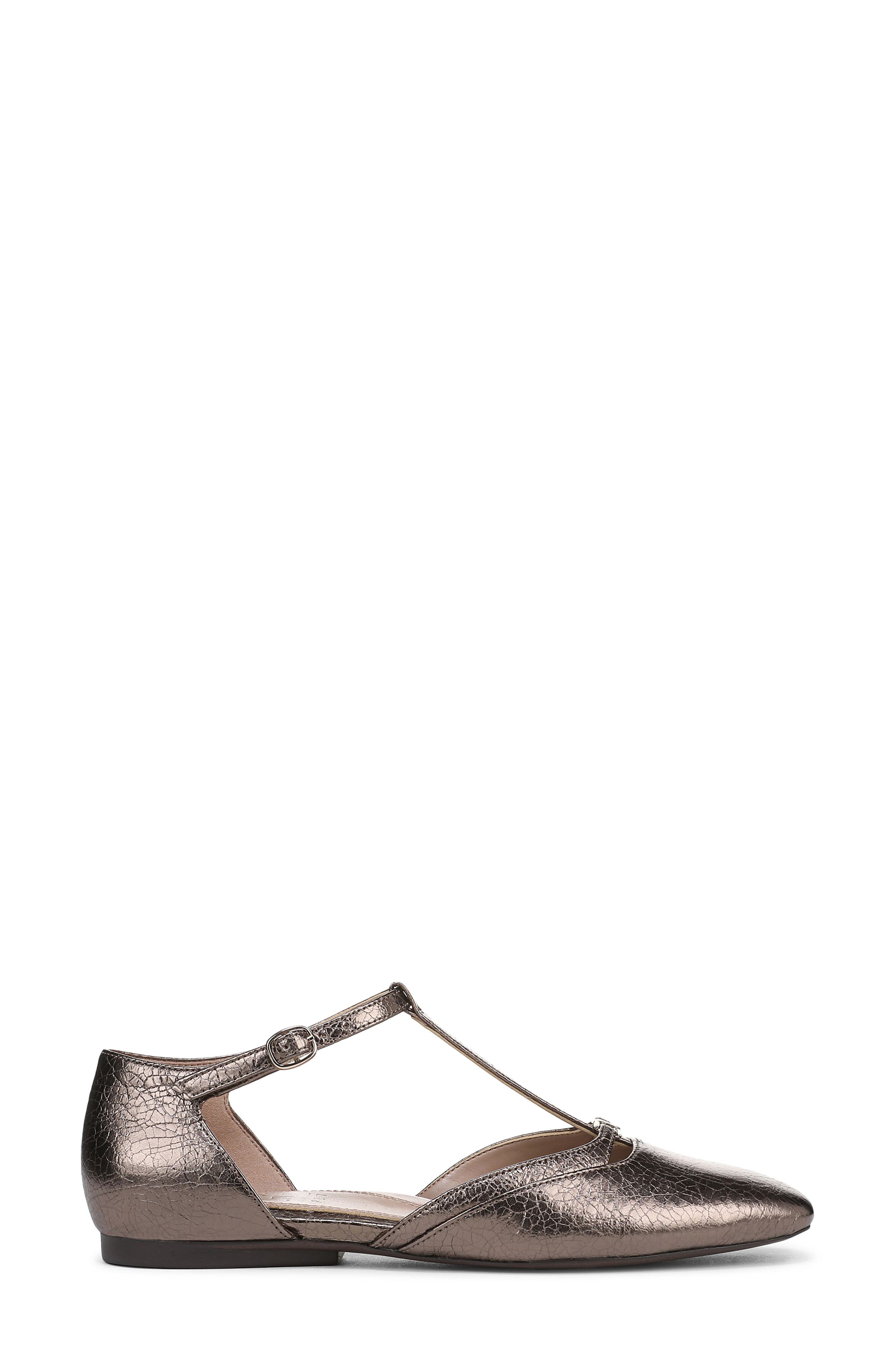 Naturalizer Caresse T-Strap Flat, Alternate, color, Pewter