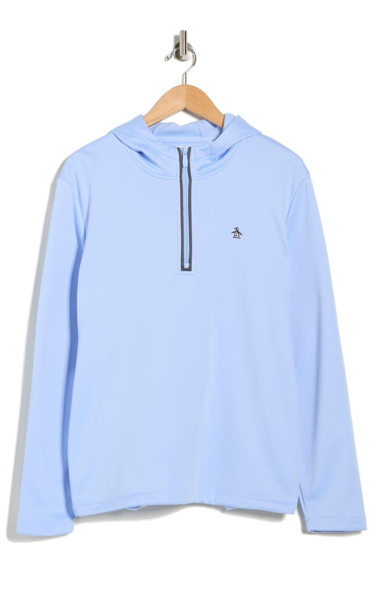 Original Penguin Long Sleeve Half-Zip Fleece Pullover Hoodie, Main, color, Baby Blue Jay