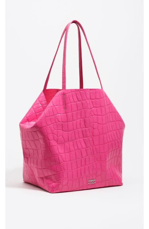 Mock Croc Large Leather Shopper Bag