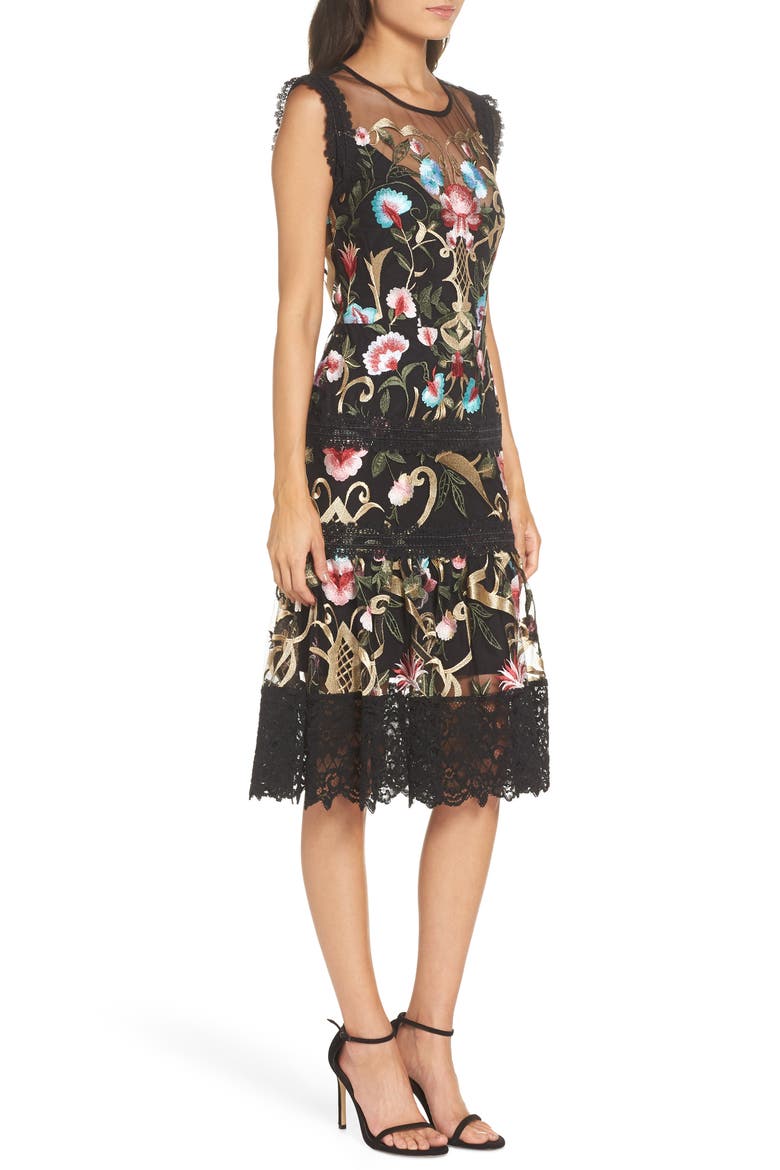 Bronx & Banco Agata Embroidered Fit and Flare Dress, Alternate, color, MULTI COLOR