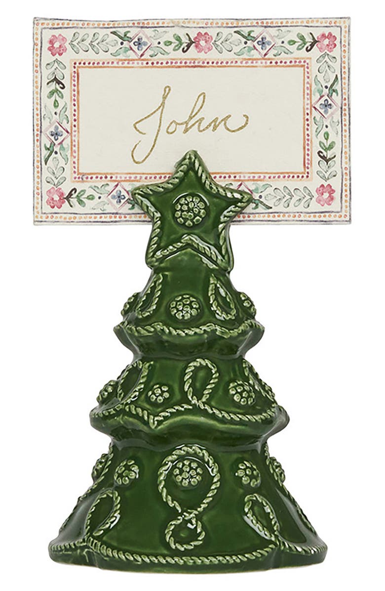 Juliska Berry & Thread Set of 4 Tree Place Card Holders, Alternate, color, Basil