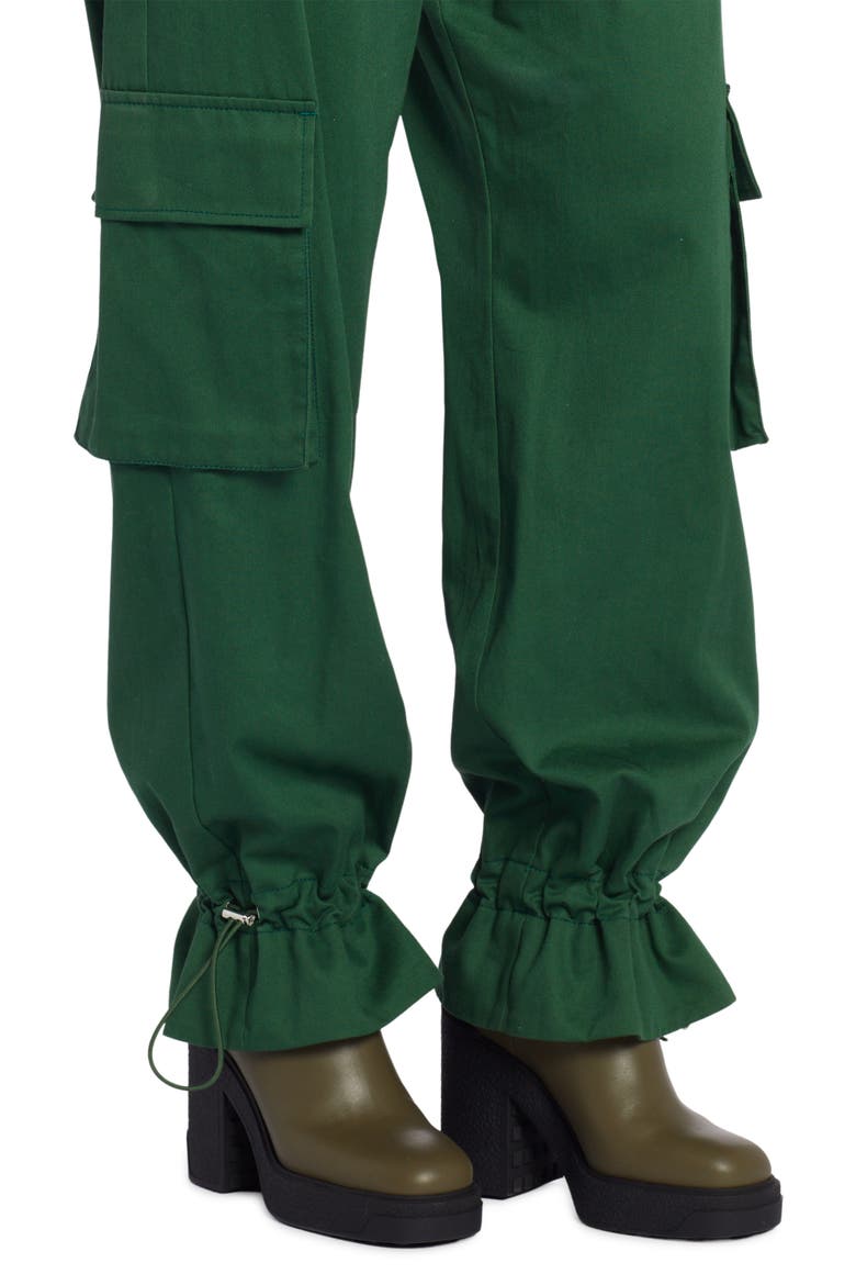 Women's Drawstring Cotton Cargo Pants, Alternate, color, GREEN