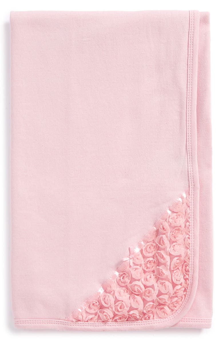 Little Me Rosette Lace Receiving Blanket, Main, color, 