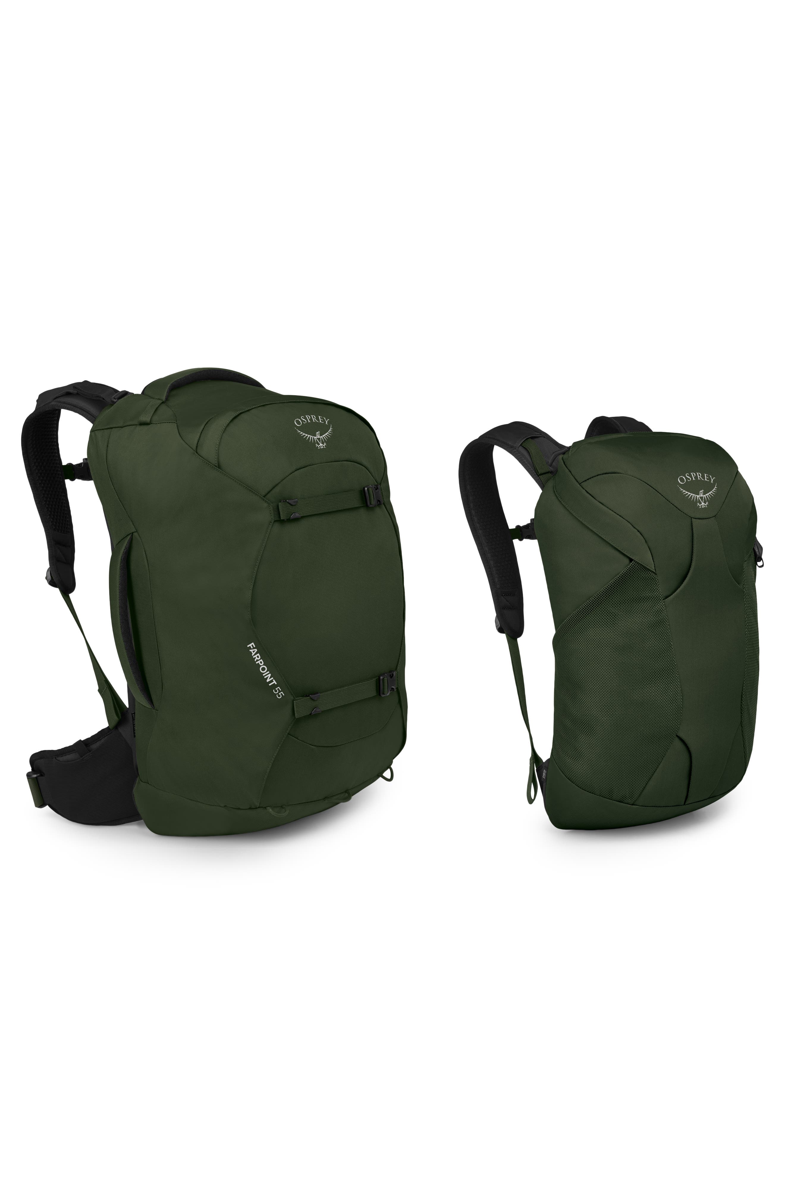 Osprey Farpoint 55-Liter Travel Backpack, Alternate, color, Gopher Green