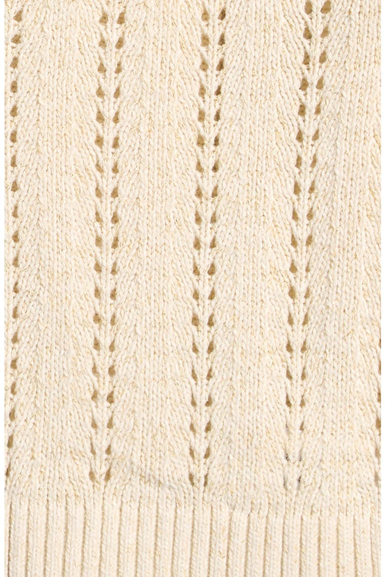Kids' Pointelle Metallic Cardigan, Alternate, color, IVORY EGRET