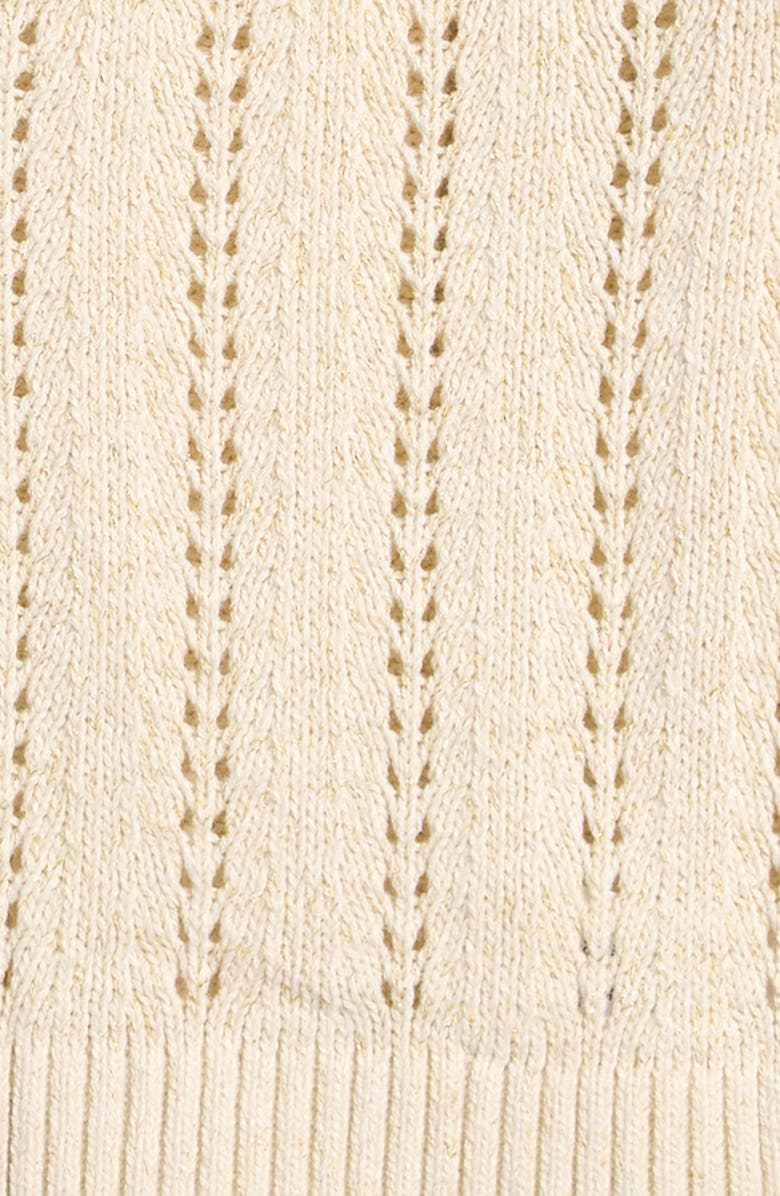 Nordstrom Kids' Pointelle Metallic Cardigan, Alternate, color, Ivory Egret