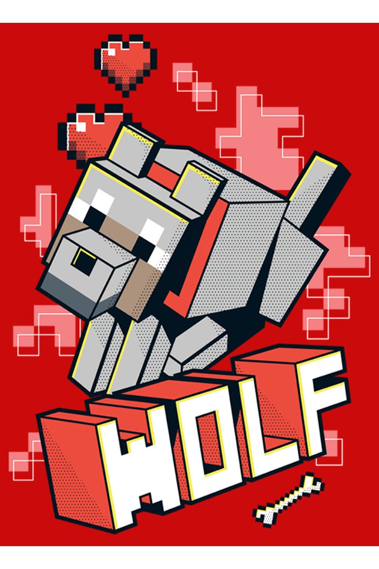 Boy's Minecraft Wolf  Graphic T-Shirt, Alternate, color, Red