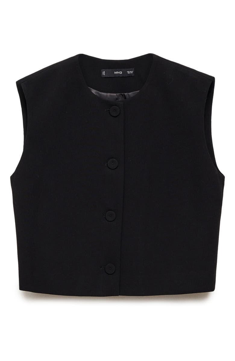 MANGO Cagliari Crop Vest, Alternate, color, Black