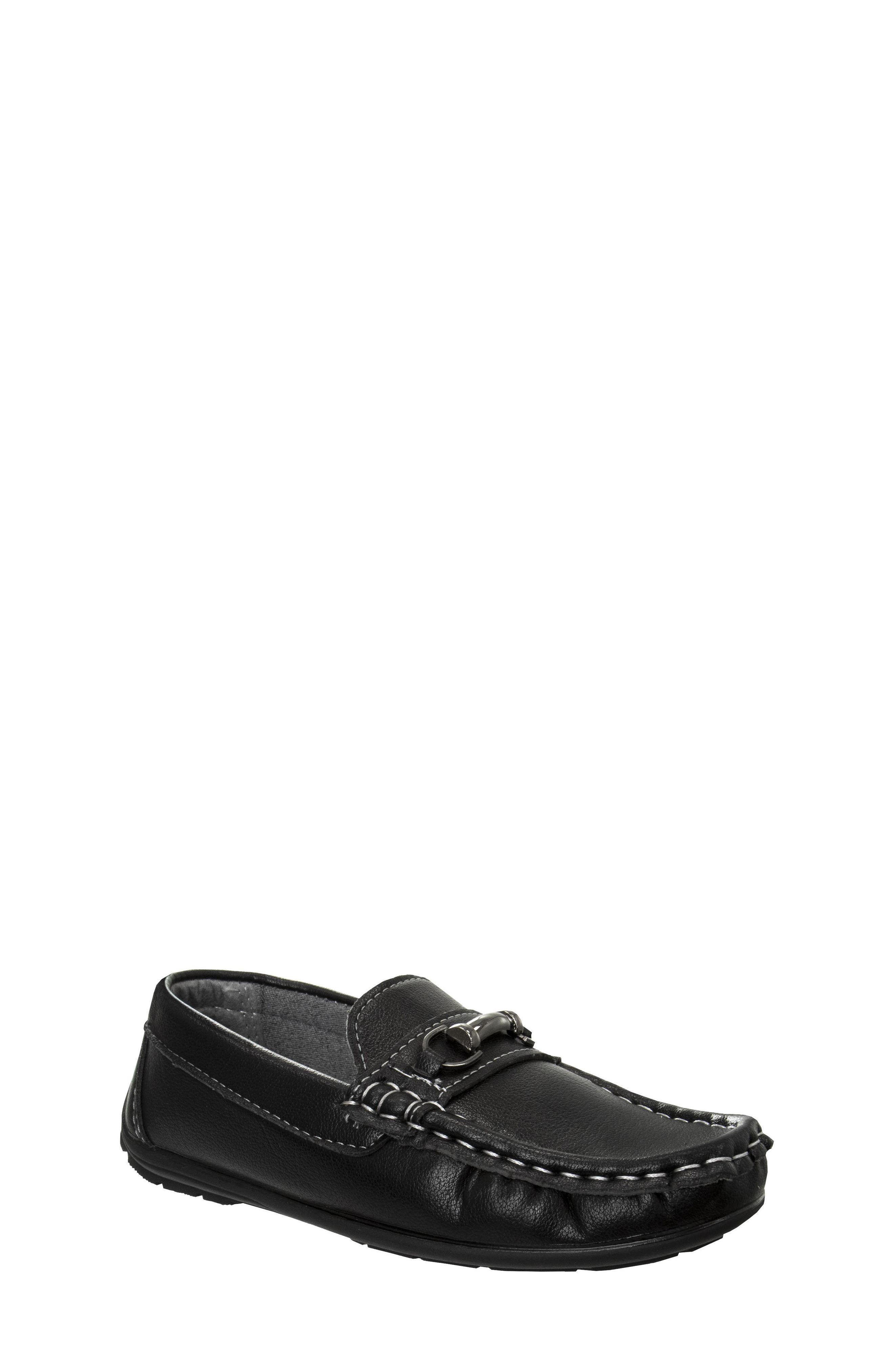 Kids' Faux Leather Loafer, Main, color, BLACK