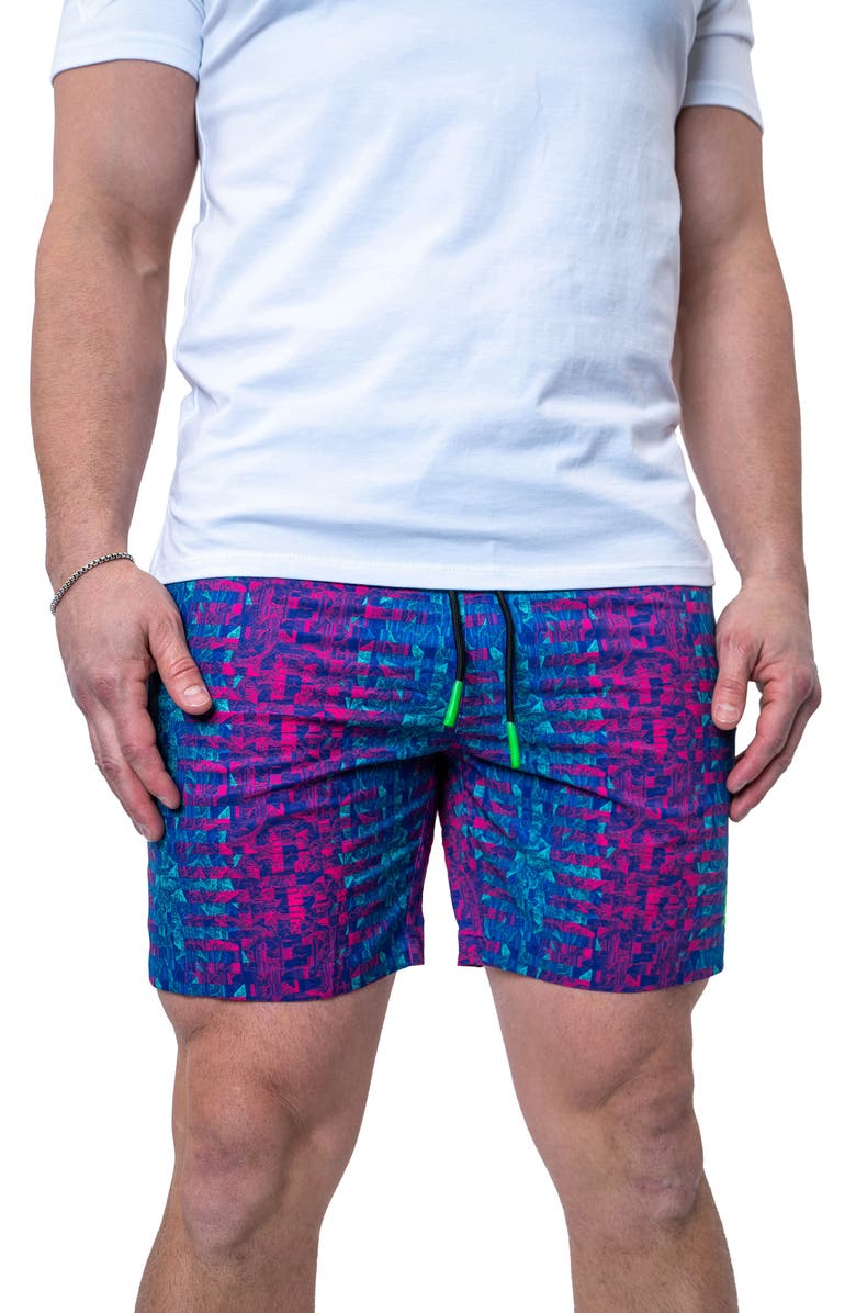 Maceoo Swim Lion Crossfade Multi Swim Trunks, Main, color, 