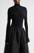 Cecilie Bahnsen Elma Hooded Rib Merino Wool Half Zip Sweater