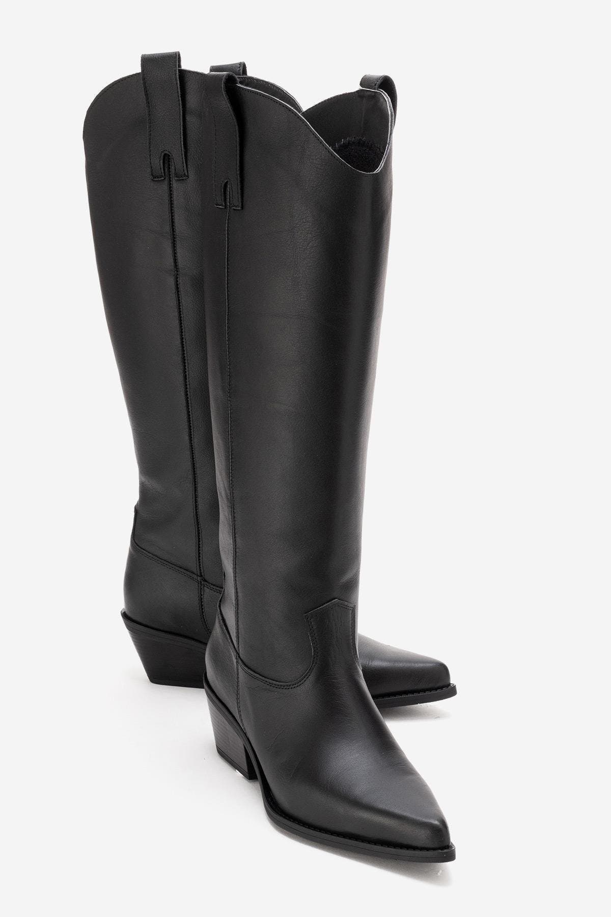 Ania Leather Block Heel Knee High Boot, Alternate, color, Black