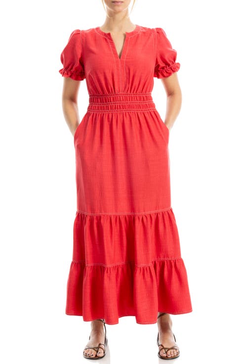 Tiered Crepe Maxi Dress