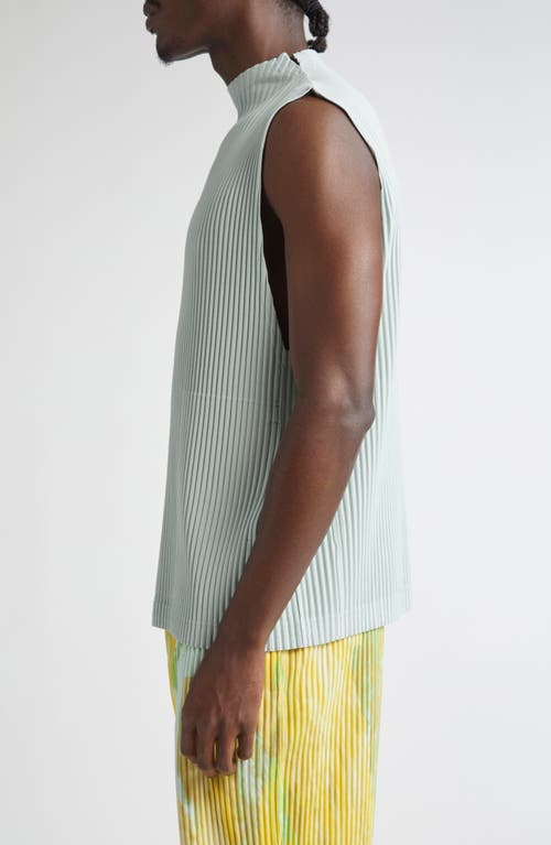 Issey Miyake Homme Plissé  Monthly Colors July Pleated Sleeveless Top In Blue