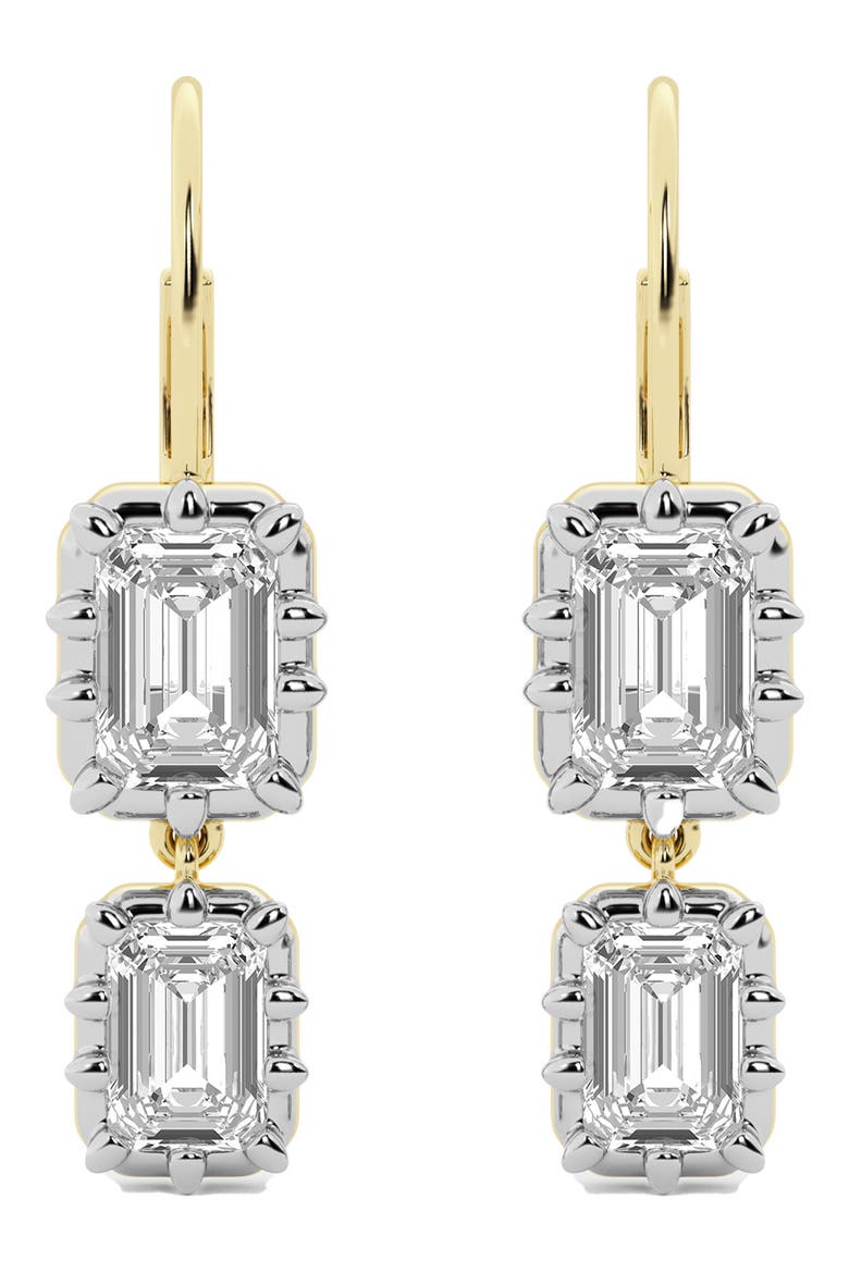 Georgian Lab Grown Diamond Twin Radiant Cut Drop Earrings, Main, color, 18K YELLOW/ WHITE GOLD
