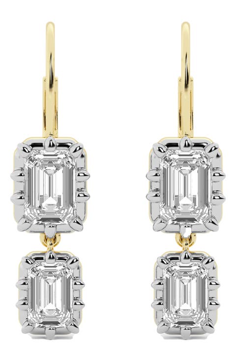 Georgian Lab Grown Diamond Twin Radiant Cut Drop Earrings