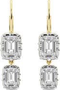 HauteCarat Georgian Lab Grown Diamond Twin Radiant Cut Drop Earrings