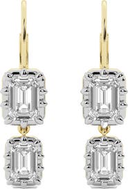 HauteCarat Georgian Lab Grown Diamond Twin Radiant Cut Drop Earrings
