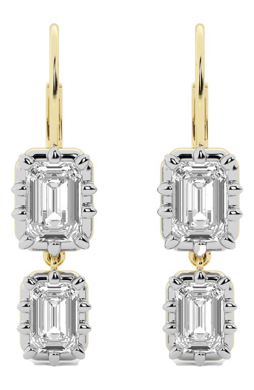 Hautecarat Georgian Lab Grown Diamond Twin Radiant Cut Drop Earrings In Metallic