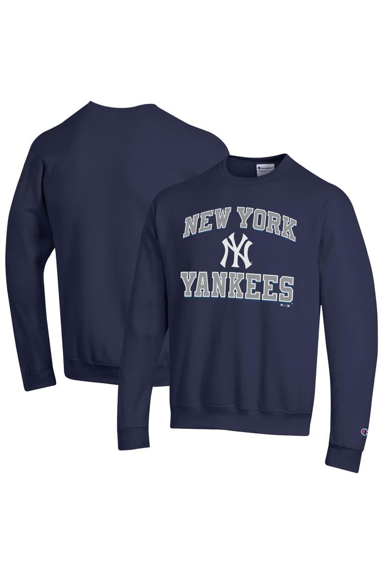 Men's Champion  Navy New York Yankees Heart & Soul Powerblend Sweatshirt, Main, color, Navy