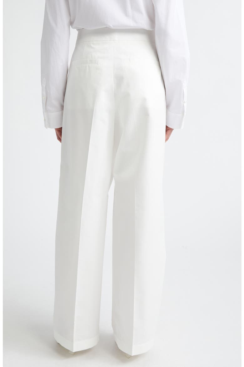 Pleated Cotton & Silk Straight Leg Pants, Alternate, color, LATTE