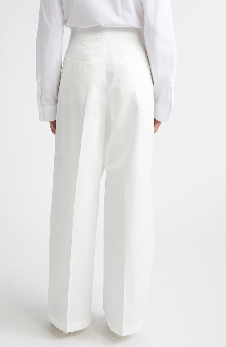 Jil Sander Pleated Cotton & Silk Straight Leg Pants, Alternate, color, Latte