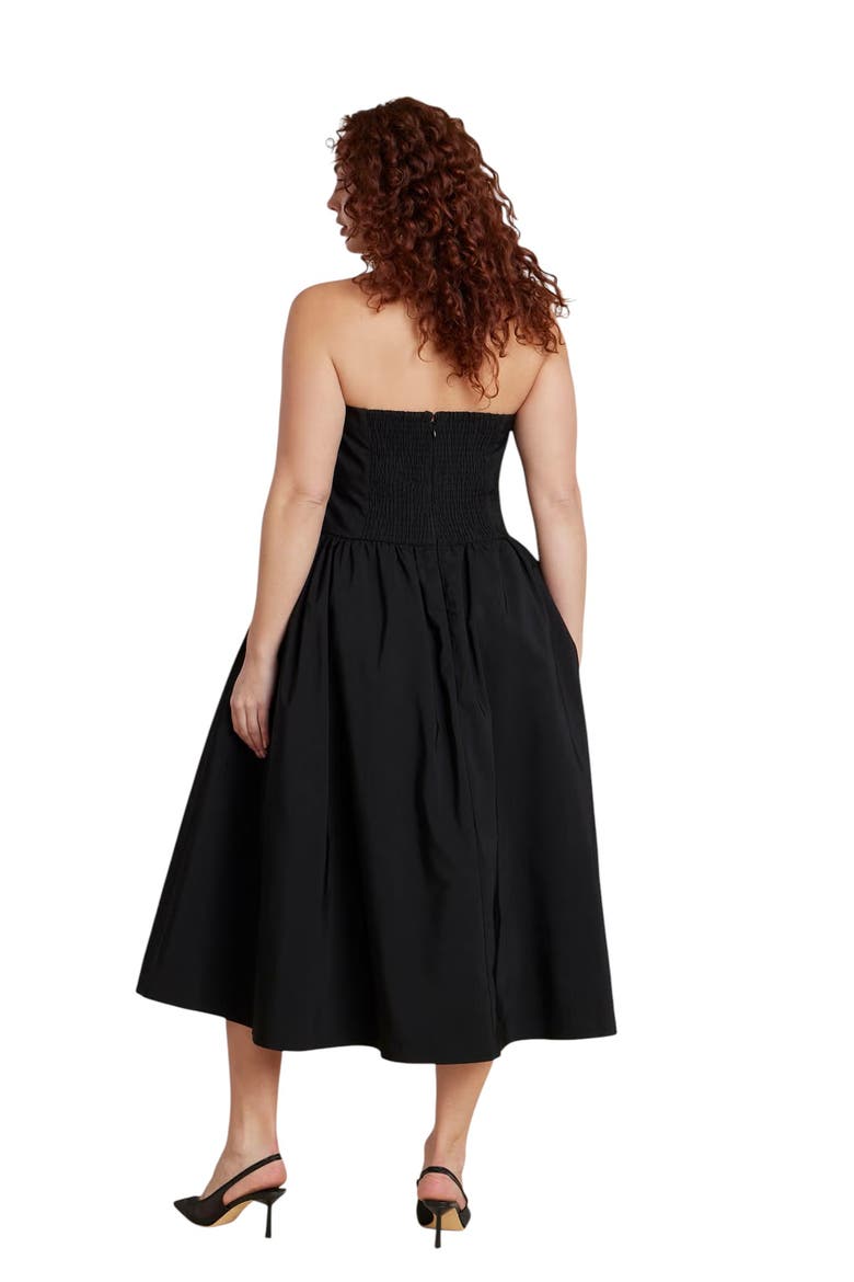 Strapless Flare Midi Dress, Alternate, color, BLACK ONYX