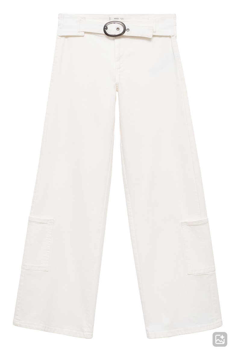 Buckle Low Rise Wide Leg Cargo Jeans, Alternate, color, OFF WHITE