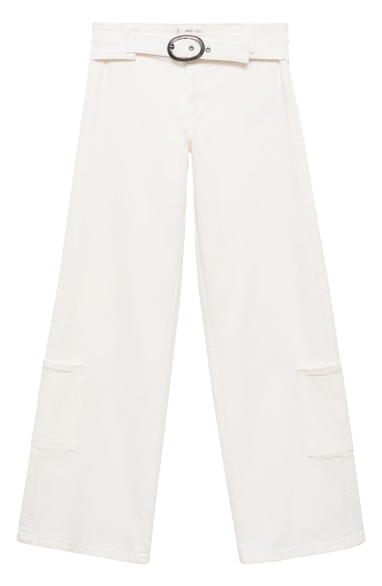 MANGO TEEN Buckle Low Rise Wide Leg Cargo Jeans, Alternate, color, Off White