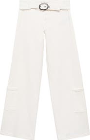 MANGO TEEN Buckle Low Rise Wide Leg Cargo Jeans