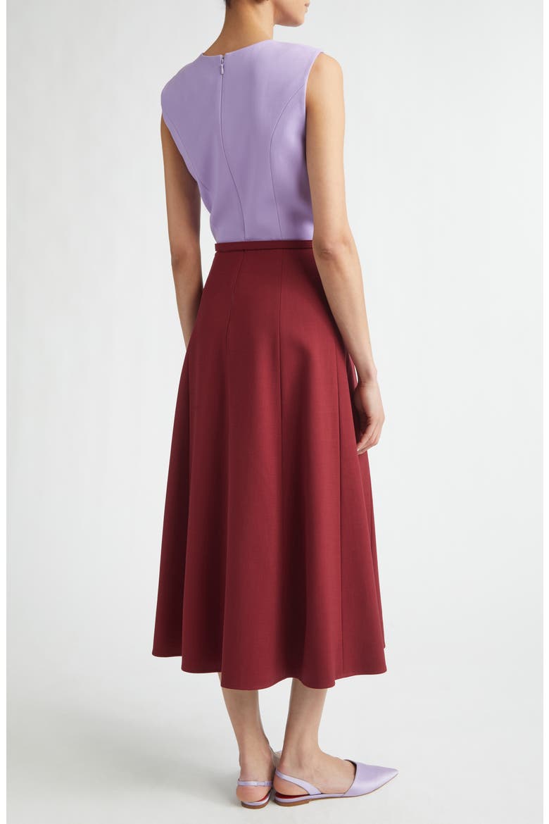 Colorblock Belted Stretch Wool Midi Dress, Alternate, color, RIOJA MULTI