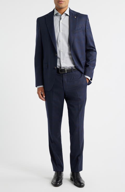 Esprit Navy Deco Plaid Wool Suit