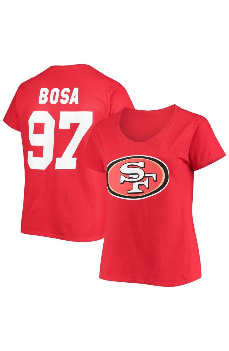 FANATICS Women's Nick Bosa Scarlet San Francisco 49ers Plus Size Fair Catch Name & Number V-Neck T-Shirt, Main, color, 