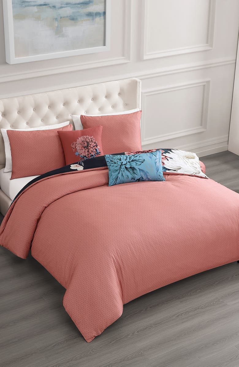 Bebejan Navy Mums Reversible 5-Piece Comforter Set, Alternate, color, Blue