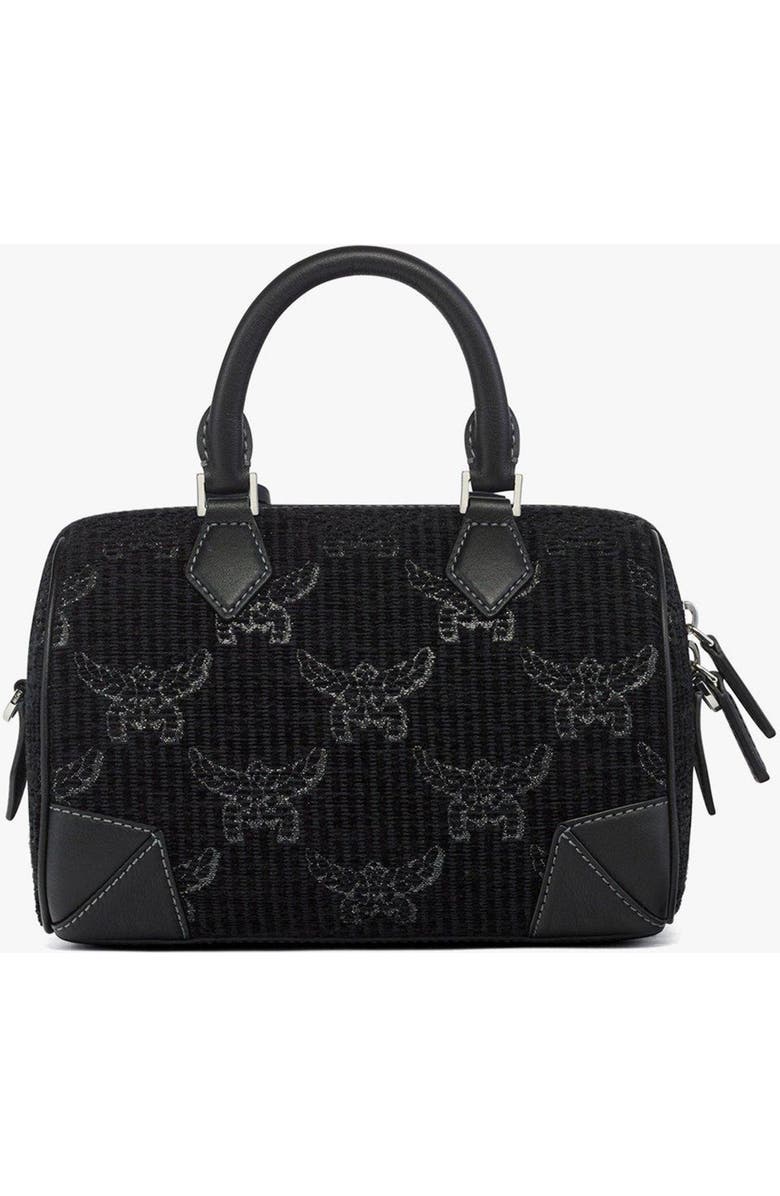 MCM Small Ella Boston Bag in Lauretos Lurex Jacquard, Alternate, color, Black